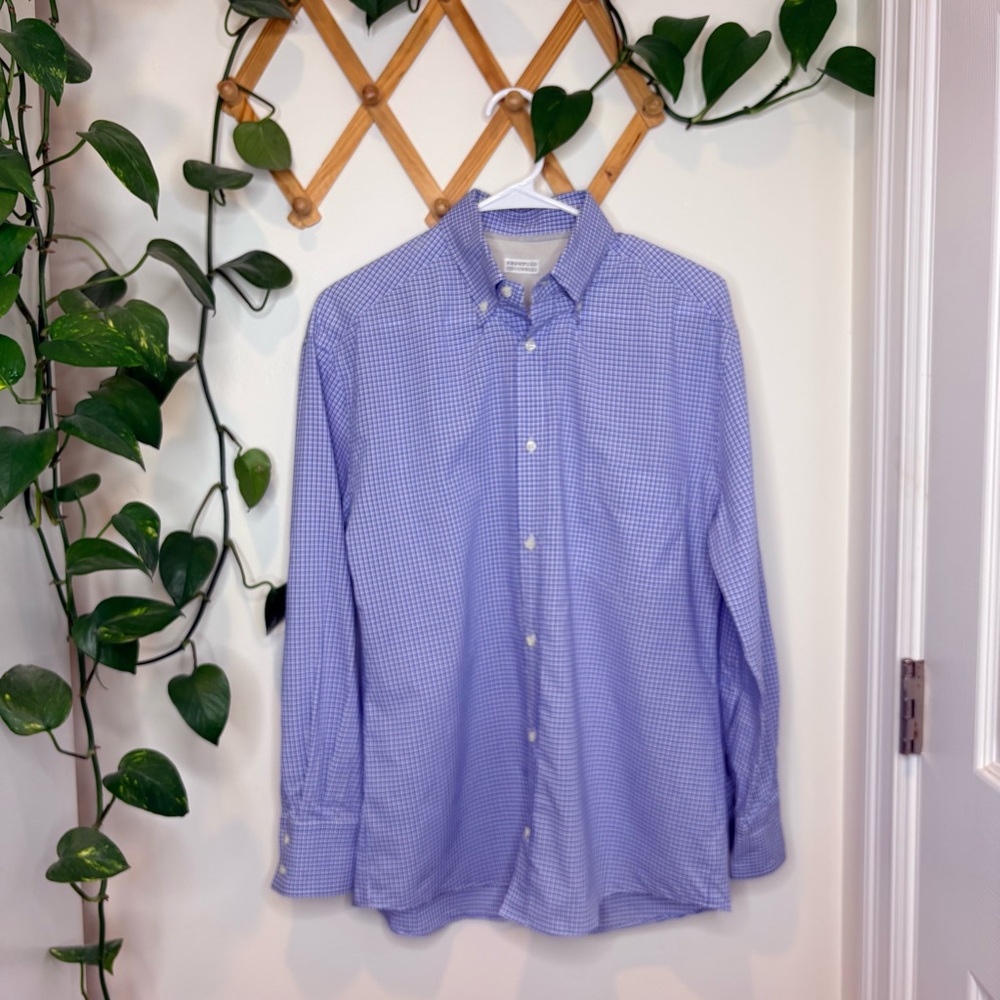 Brunello Cucinelli Light Blue Gingham Dress Shirt